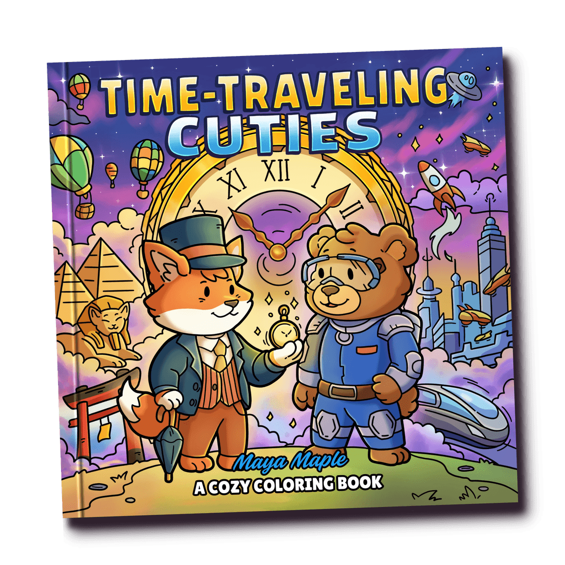 Time-Traveling Cuties, A Cozy Coloring Book